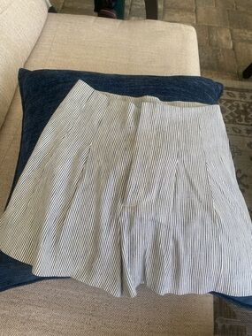 ANTONIO MELANI Navy and White Striped A-Line Shorts